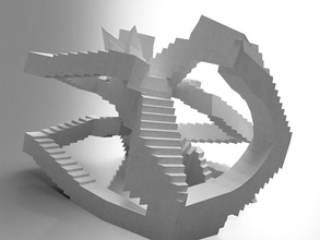 mc Escher Real Pinshape Kühlmittel sureal Kunst escher 3d print model - Mito3D