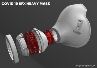covid 19 sfx lourd masque forme d'épingle 3d print model - Mito3D