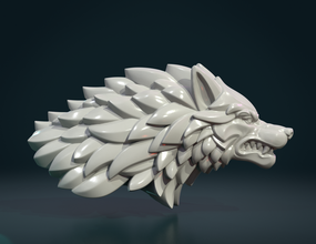 Lobo cabeça alfinete escultura estátua fera canino abeto mamífero carnívora 3d print model - Mito3D