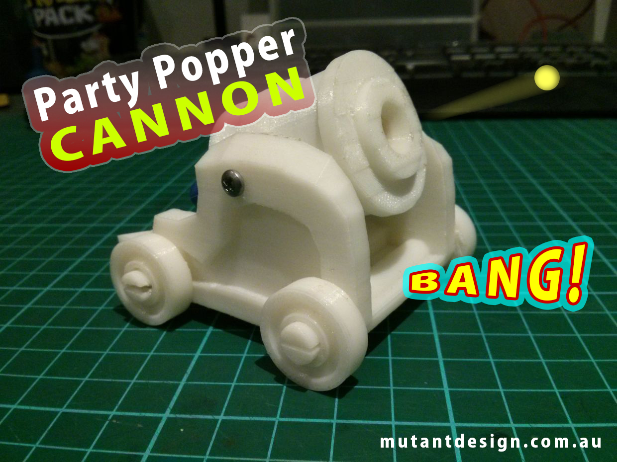 party popper cannone pistola bb pinshape low poly progettazione concorso proiettile storia l'arma assedio giocattolo artillary cannon 3D print model - Mito3D