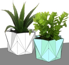 pequeno plantador pinshape geometria plantadeira vaso plantas baixa poli design contest 3d print model - Mito3D