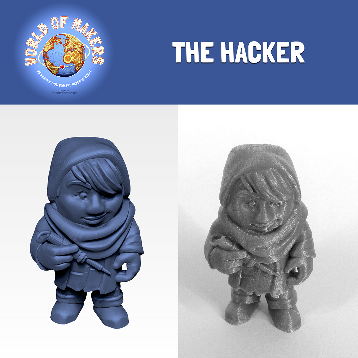 hacker makers series pinshape statue desk toys miniature avatar 3D print model - Mito3D