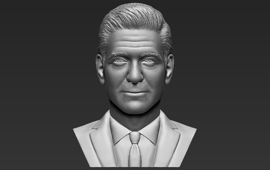 George Clooney buste 3d impression prêt stl obj formats forme d'épingle Niro célébrité célèbres acteur hollywood film oscars pacino mel Gibson Brad pitoyable pitt di caprio 3D print model - Mito3D