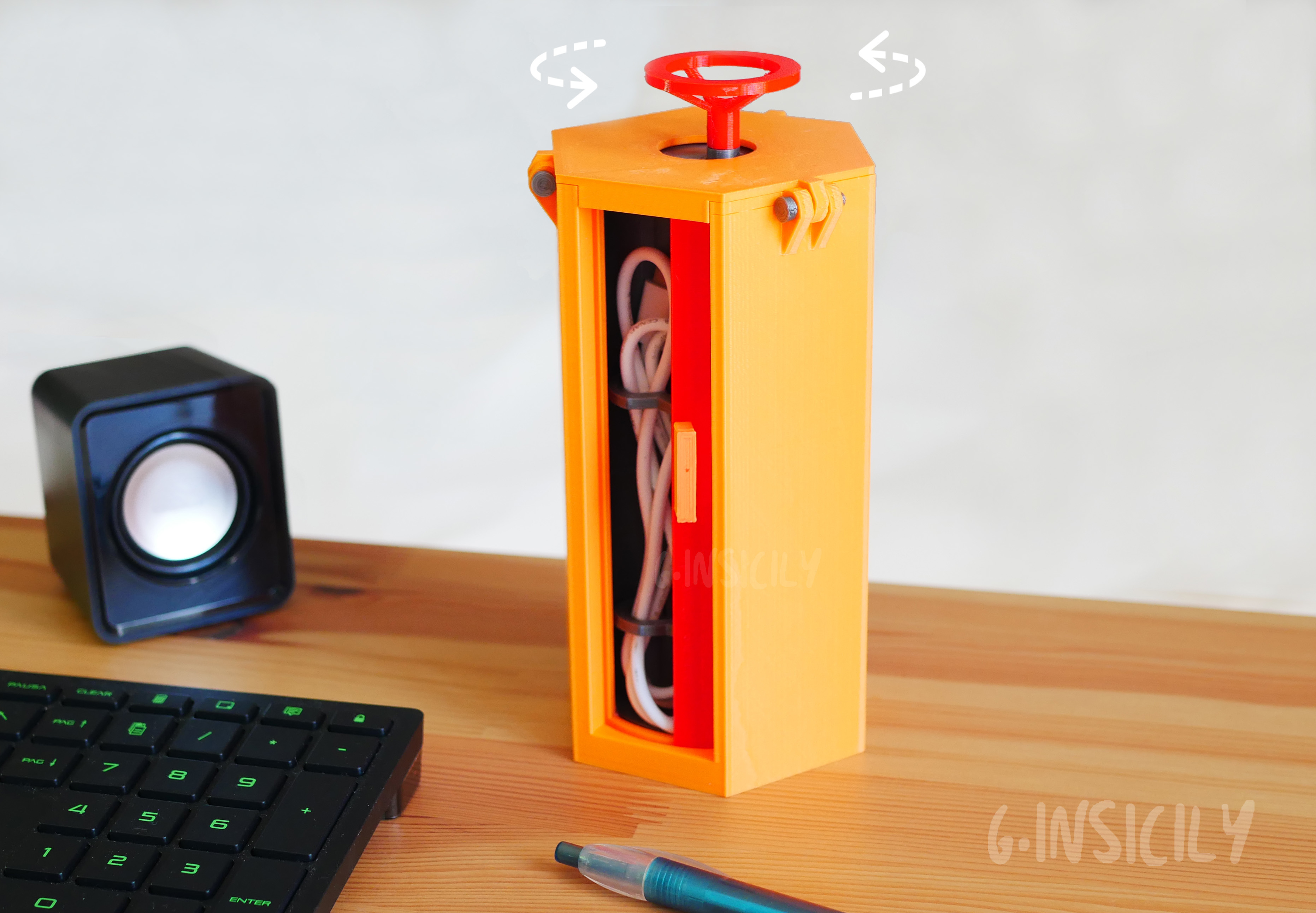 rotante oggetto cavo titolare supporto forma spillo ufficio 3dprint domestico Accessori per smartphone cavi gadget scrivania organizer vassoio scatola portacavi cassetto 3D print model - Mito3D