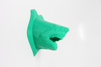 poly shark wall trophy pinshape faceted shark-week shark-head wall-trophy low-poly-design-contest 3d print model - Mito3D