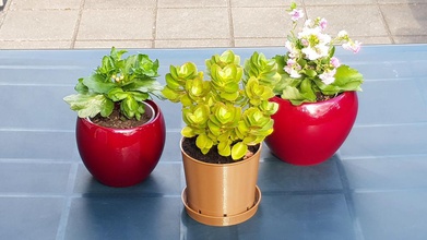classic brown plant pot & water dish pinshape planter potted 3d print model - Mito3D