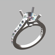 Anello solitario forma alfiler elegante lusso quilate gioielli argén platino oro anillo diamantes 3d print model - Mito3D