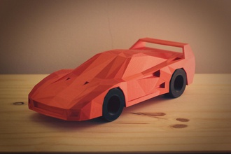 poly ferrari f40 pinshape 80s spoiler fast red car sports low-poly 3d print model - Mito3D