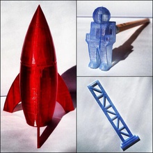 foguete escola definir pinshape régua estojo lápis caso backtoschool desafio década 1950 3d print model - Mito3D