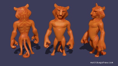 tiger pinshape tiger cat orange figure figurine standing ornament desktop character