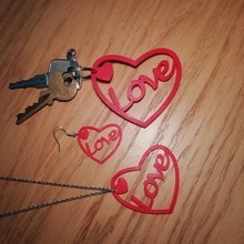 love heart earrings pendant key ring pinshape keyring gift cute earring 3d print model - Mito3D