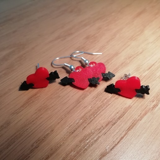 heart arrow earring pinshape cute gifts love- hook stud 3D print model - Mito3D