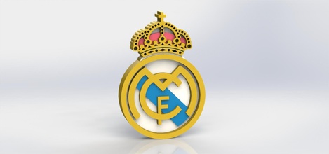 real Madrid logo forma alfiler futbol fútbol logo3d 3d modelado taiced Impresión placa película 3d print model - Mito3D