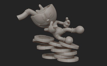 cuphead figurilla 3d impresión modelo forma alfiler arte fan miniaturas zbrush estatua videojuego esculpir Arte personaje cifras 3d print model - Mito3D