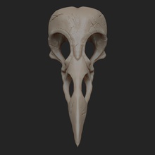 corbeau crâne 3d impression modèle forme d'épingle oiseau animaux zbrush sculptures art horreur Halloween anatomie os 3d print model - Mito3D