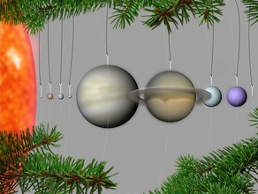 planètes ornements pinshape d'arbre arbre l'espace l'énergie solaire l'échelle makerbotornaments pendaison fêtes noël 3d print model - Mito3D