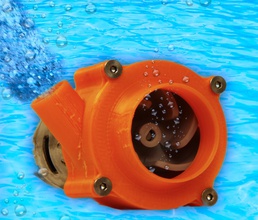 l'eau pompe 4 turbines forme d'épingle moteur électrique 775 Conception 3D 3d impression Modèle d'impression faire easyprint facile DIY turbine eau 3d print model - Mito3D