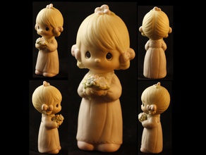 adorable petite fille fleurs pinshape figurine miniture mignon 3d print model - Mito3D