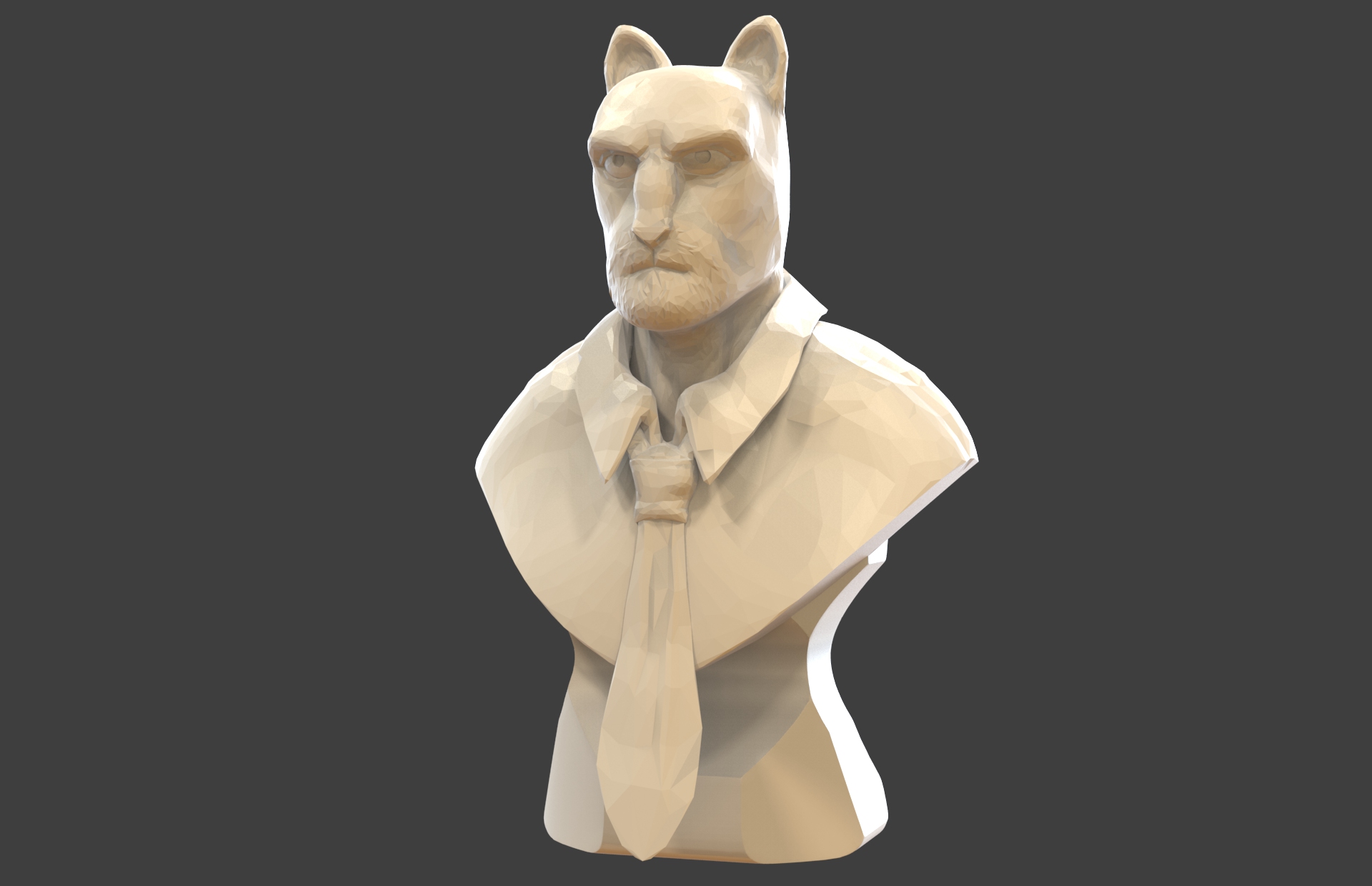 blacksad pinshape low poly design contest lowpoly figure minitures bust toyfigure cartoon 3D print model - Mito3D