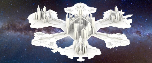 stargate atlantis ville pinshape scifi sci ancienne l'espace vaisseau spatial 3d print model - Mito3D