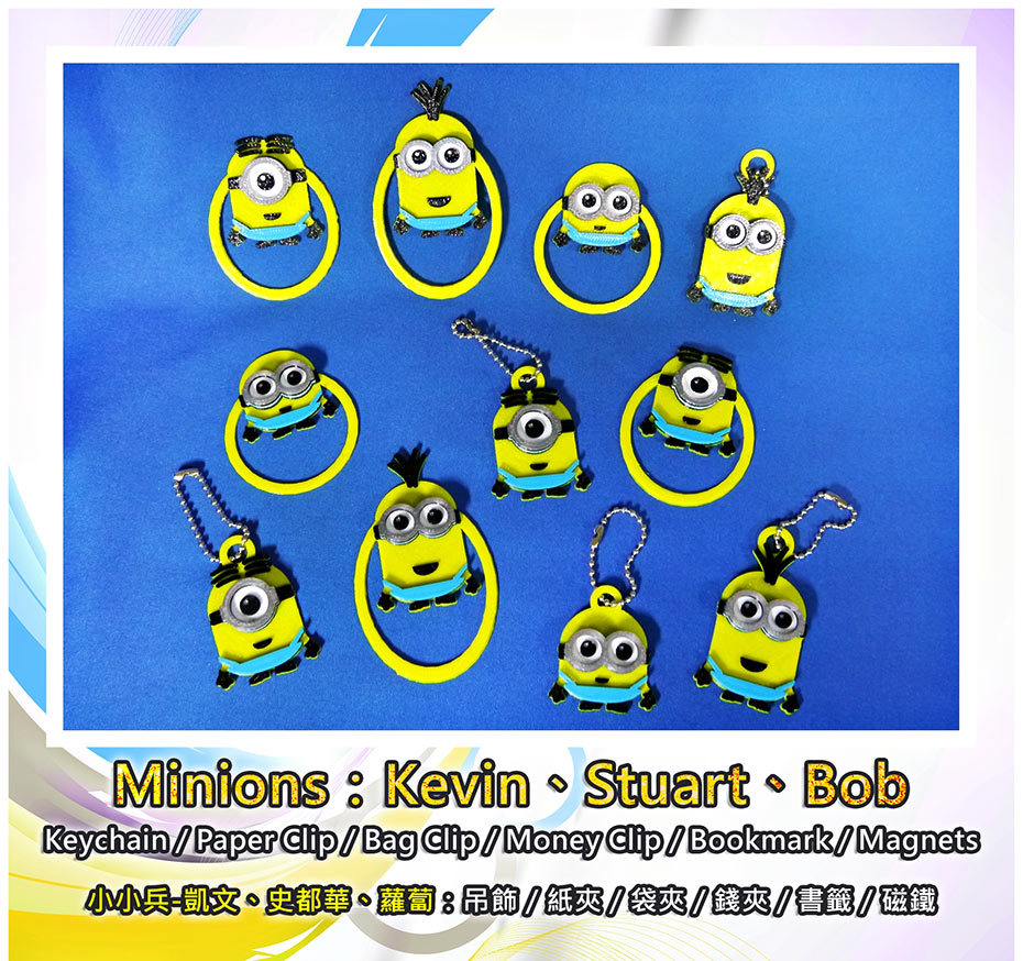 minions keychain paper clip bag money bookmark pinshape clips minion magnets charms charm 3D print model - Mito3D