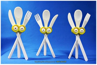 minions eyes-cutlery set pinshape spoon kitchen eyes cutlery countertopchallenge 3d print model - Mito3D
