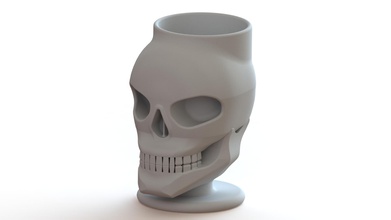 cranio penna titolare pinshape design per elettronica concorso low poly progettazione teschi 3d print model - Mito3D