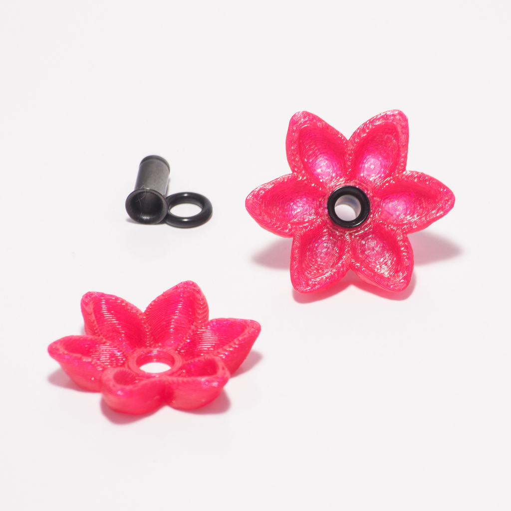 alisa's flower charms 4g single flare metal plugs pinshape jewelry gauges flowers ear earrings 3D print model - Mito3D