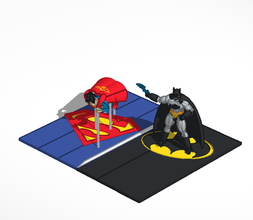 batman Superman statue forme d'épingle complexe super héros 3d print model - Mito3D