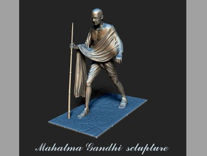 mahatma gandhi sclupture pinshape low poly progettazione concorso scultura 3d print model - Mito3D