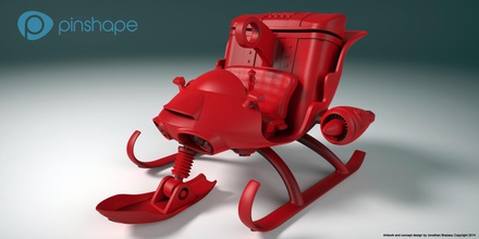 Noel Baba'nın kızağı turbo pinshape 3d baskı çocuk oyuncak tasarım meydan kızak santa Baba oyuncağı süs spor araba ski doo kar arabası araç 3d print model - Mito3D