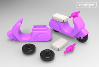 gro scooter pinshape 3d drucken Bildung Spielzeug desiigmo cel robox mankati 3d print model - Mito3D