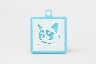grumpy cat silhouette trousseau pinshape chat grincheux clés 3d print model - Mito3D