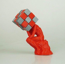 penseur rubik's cube pinshape rubiks puzzle karaté homard amusant 3d print model - Mito3D