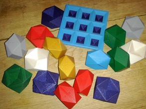 rhombic dodecahemioctahedron play set pinshape toy test polyhedron faberdashery calibration 3d print model - Mito3D