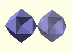 rhombic dodecahemioctahedron pinshape polyhedra openscad geometry 3d print model - Mito3D