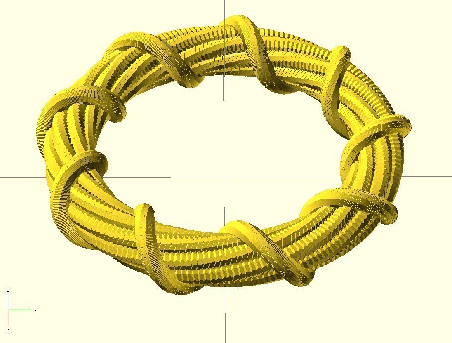 twisted bracelet pinshape spiral openscad 3D print model - Mito3D