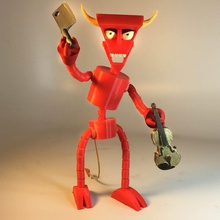 diabo robô beelzebot pinshape futurama figurine figura violino belzebu articulada ação 3d print model - Mito3D