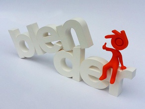 big letters logo blender + guy pinshape typography sign figure desktop character 3d print model - Mito3D