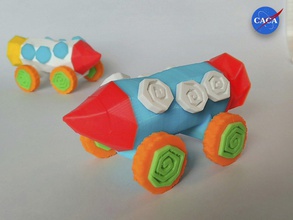 crazy rocket wheels secret compartment pinshape plane fly nasa space car toys 3d print model - Mito3D