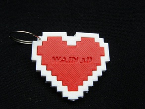 pixel heart key chain pinshape art keychain 3d print model - Mito3D