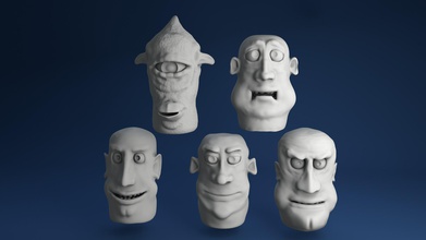 cara fantoches dedo pack 1 pinshape rosto 3d printing crianças brinquedos design desafio 3d print model - Mito3D