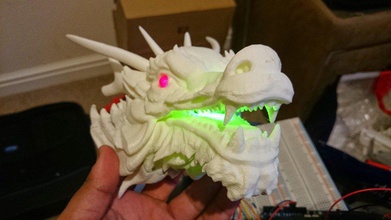dragon head - glowing eyes mouth 1 pinshape lights electronics 3d print model - Mito3D