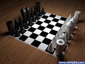 puristic chess-set easy print pinshape chess set 3d print model - Mito3D