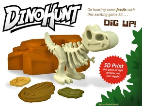 dino caça pinshape 3d printing crianças brinquedos design desafio dinossauro fósseis playset dinossauros 3d print model - Mito3D