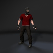 animated gang man-rigged 3d game character low-poly model guy male rigged skeleton games unreal photoreal render reaalistic realistic man muscular strength fitness robber criminal street thug sport 3d print model - Mito3D