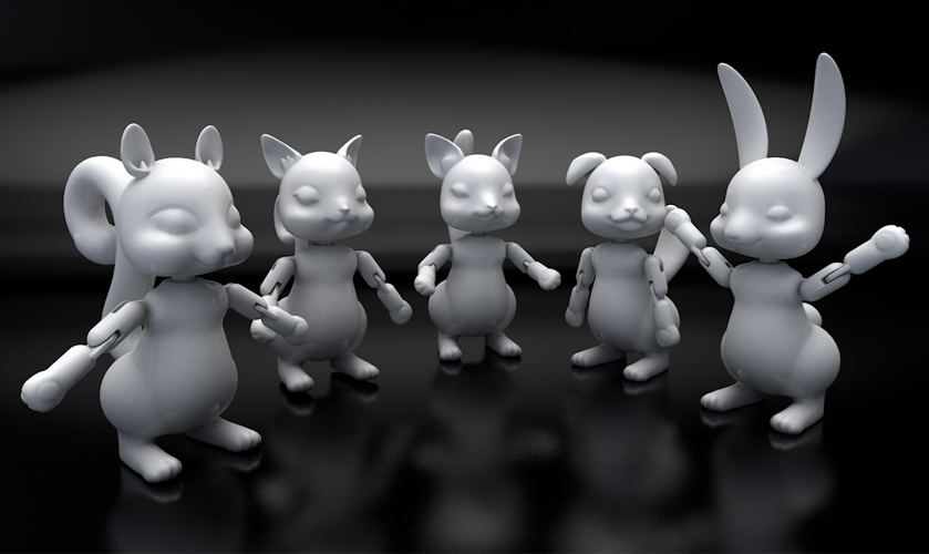 baby Tier Figuren set 5 pinshape 3d Druck Kinder Spielzeug design Herausforderung 3D print model - Mito3D