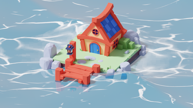Animé maison petit île mignonne Maisons 3d print model - Mito3D