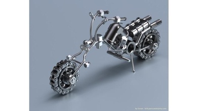 Motorrad Hubschrauber mechanisch Zahl 3d mechanical mechanic art 3d print model - Mito3D