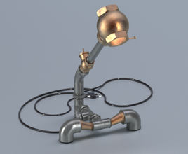 tubo montaggio lampada 3d steampunk industrial lamp 3d print model - Mito3D